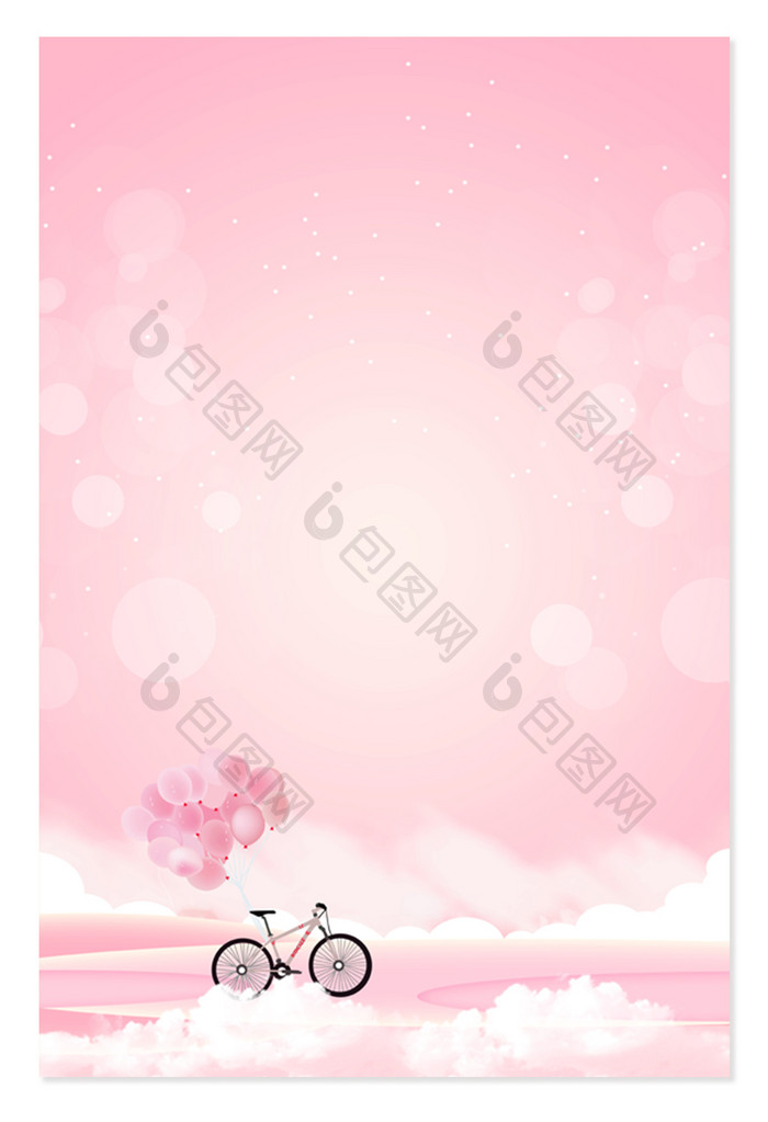 浪漫粉色情人节梦幻光斑气球背景图