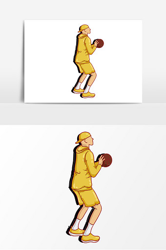 漫画风手绘篮球男孩打篮球