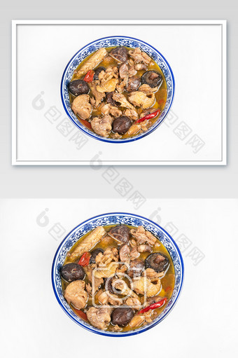 东北菜小鸡炖蘑菇摄影图图片