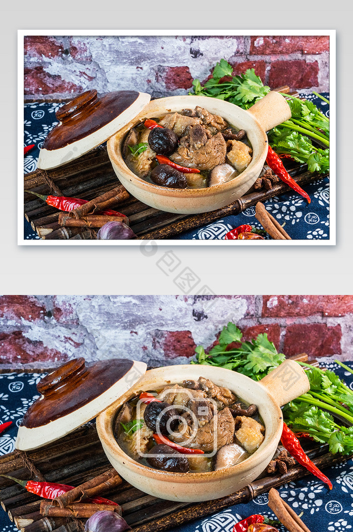 小鸡炖蘑菇东北菜摄影图图片图片