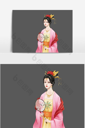 唐朝美女手绘插画图片