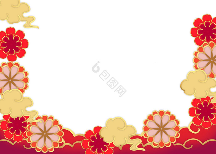 红金新春边框插画图片