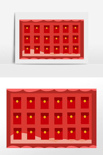 卡通手绘红色红包墙