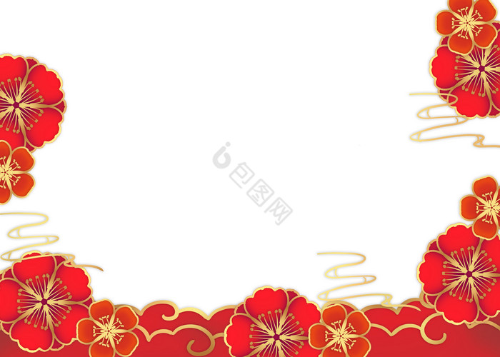 红金新春边框插画图片
