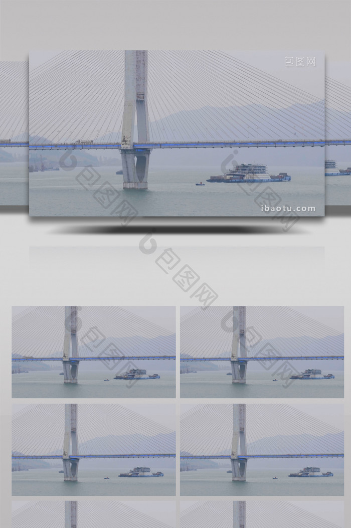 4K实拍轮船穿过长江大桥视频素材