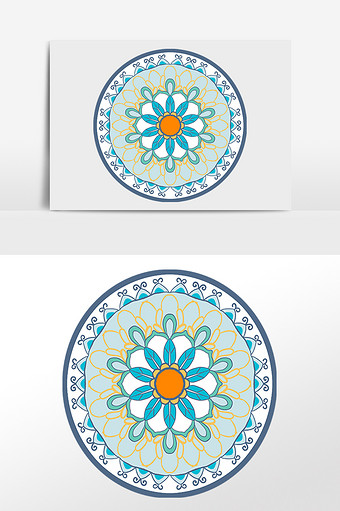 卡通圆形地毯花纹元素