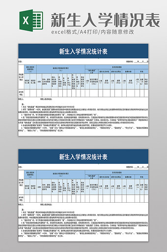 新生入学情况统计表excel模板图片