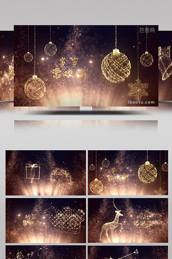 金色粒子圣诞元素动画节日假期祝福AE模板图片