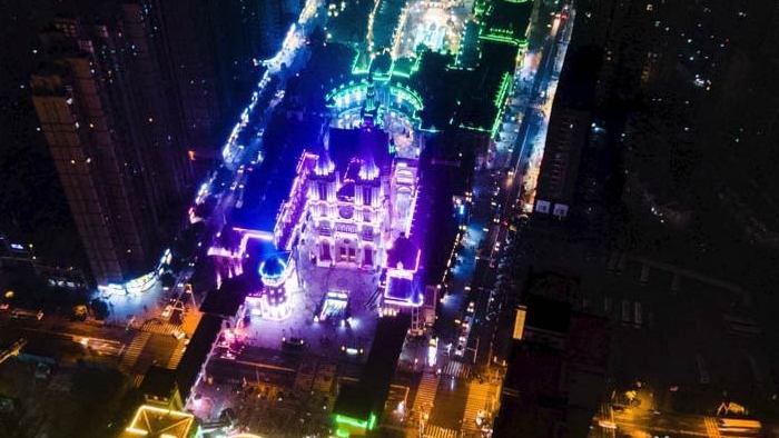 大气武汉光谷城市地标夜景航拍延时摄影