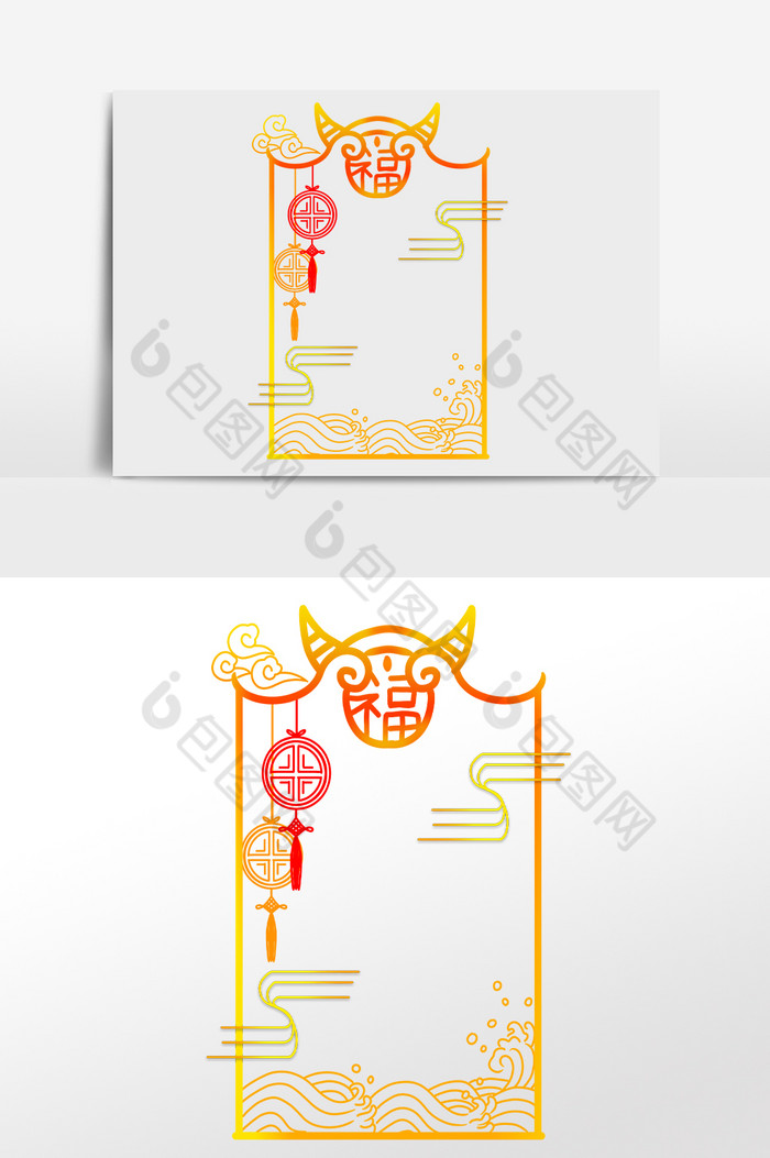 牛年底纹红灯笼装饰图片图片