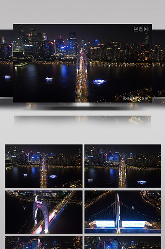 航拍广州猎德大桥夜景图片