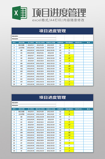 项目进度管理excel模板图片