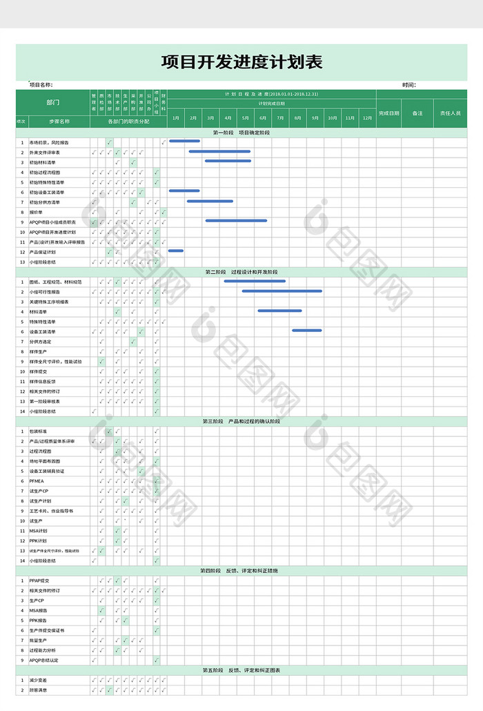 项目开发进度计划表excel模板