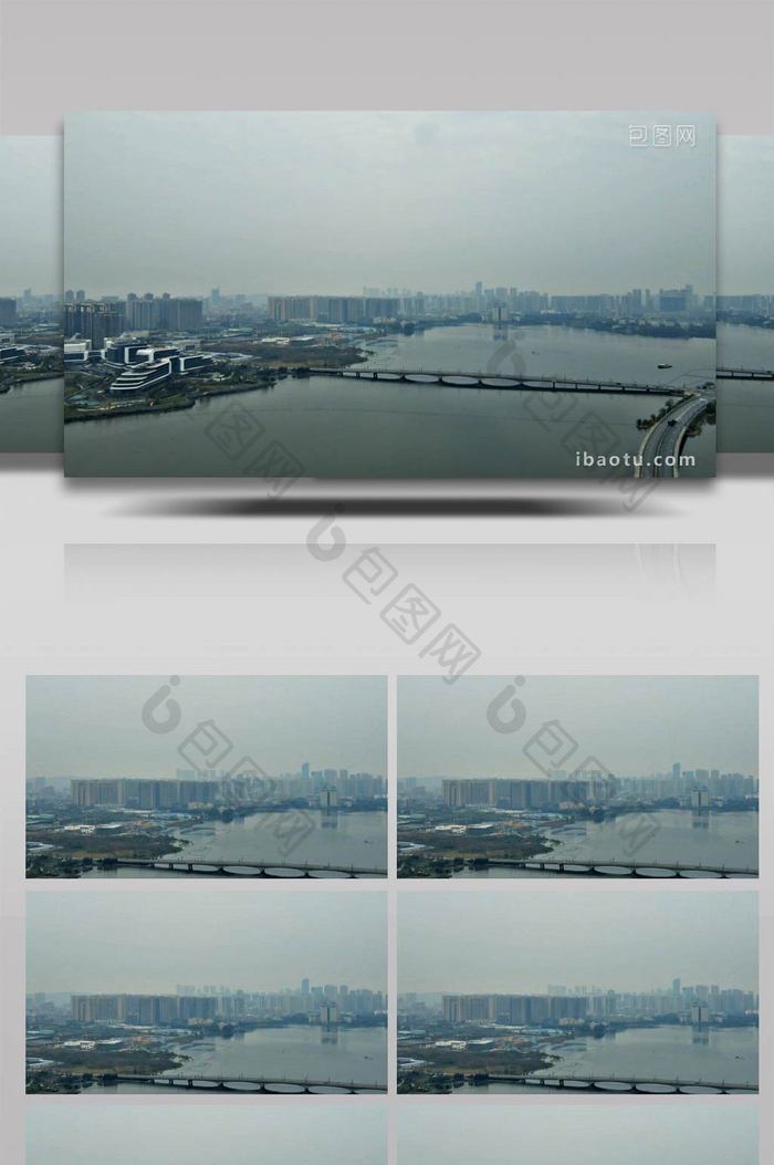 大气武汉南湖大桥阴天航拍视频片头片尾