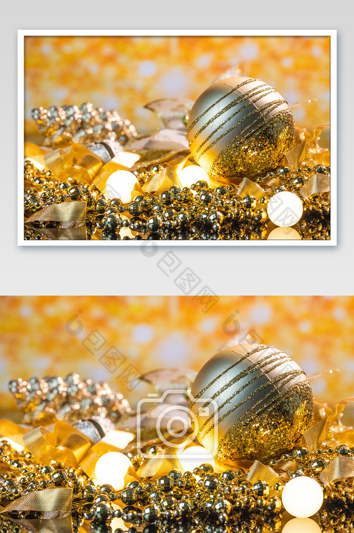 圣诞节黄色灯光装饰图片图片