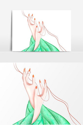 古风手持红绳元素