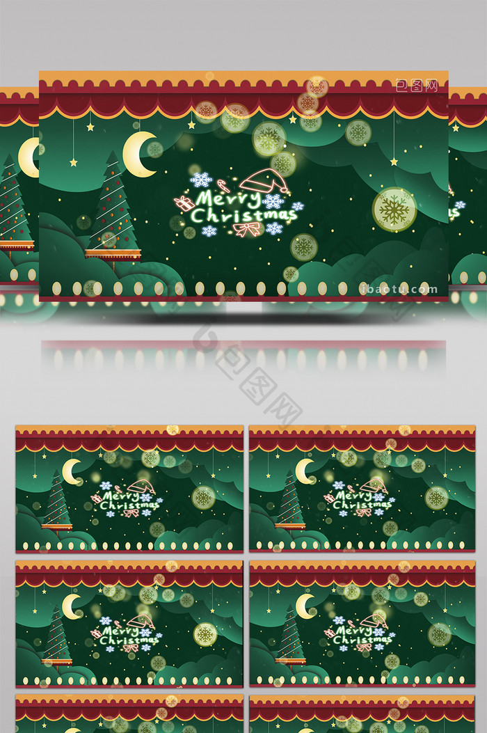 绿色圣诞节AE背景模板
