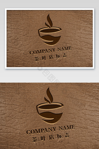 棕色皮革上的凸起皮质logo烫印样机图片