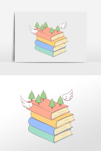 卡通创意翅膀书本书籍