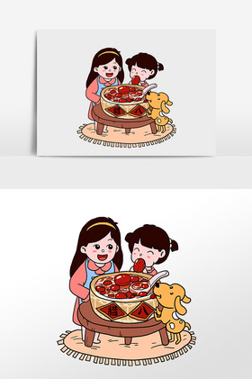 腊八节女孩喝腊八粥图片