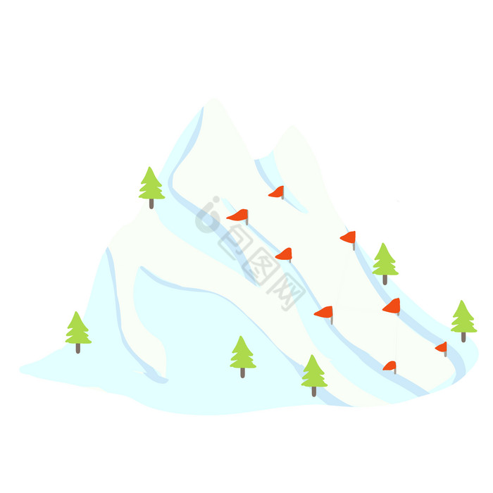 冬季雪山滑雪道雪景图片