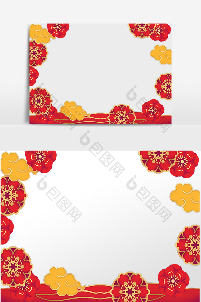 新年春节梅花底纹边框