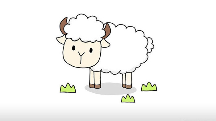 简单扁平画风动物类可爱小绵羊MG动画
