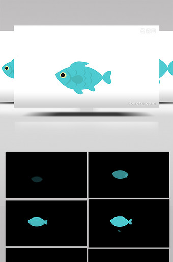 简单扁平画风自然动物类鱼mg动画图片