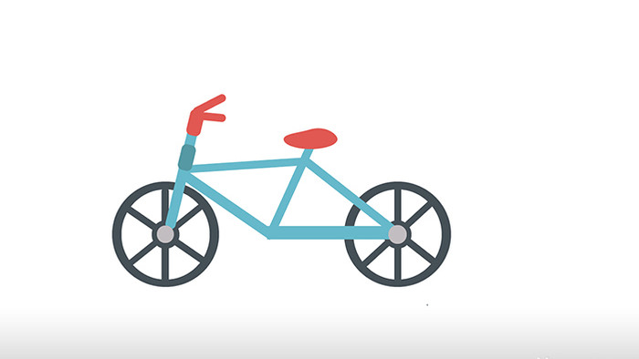 简单扁平画风交通工具类自行车MG动画