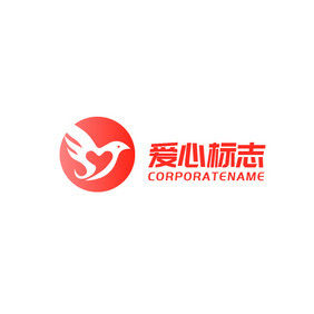 红色爱心母婴亲子标志logo