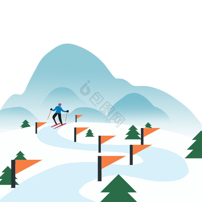 冬天冬季运动会滑雪道图片