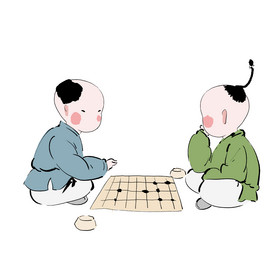 下棋棋子棋盘下围棋棋子插画国际象棋金色棋子棋盘围棋下棋棋盘对弈