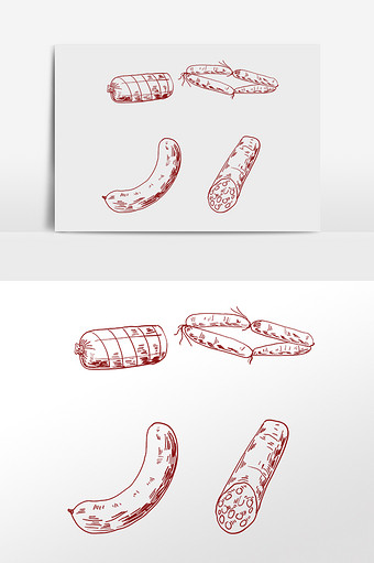 线描腊肉腊制品腊味