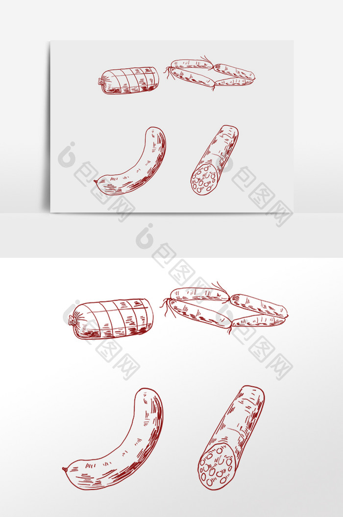 线描腊肉腊制品腊味