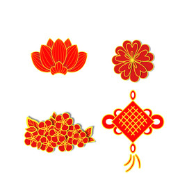 金边新年花朵中国结