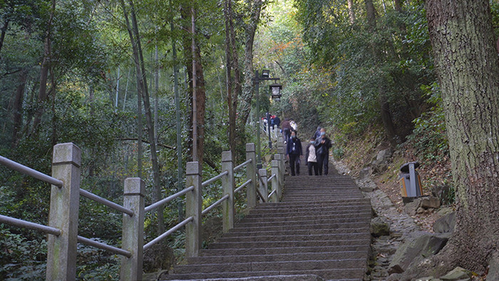 户外登山下山实拍视频