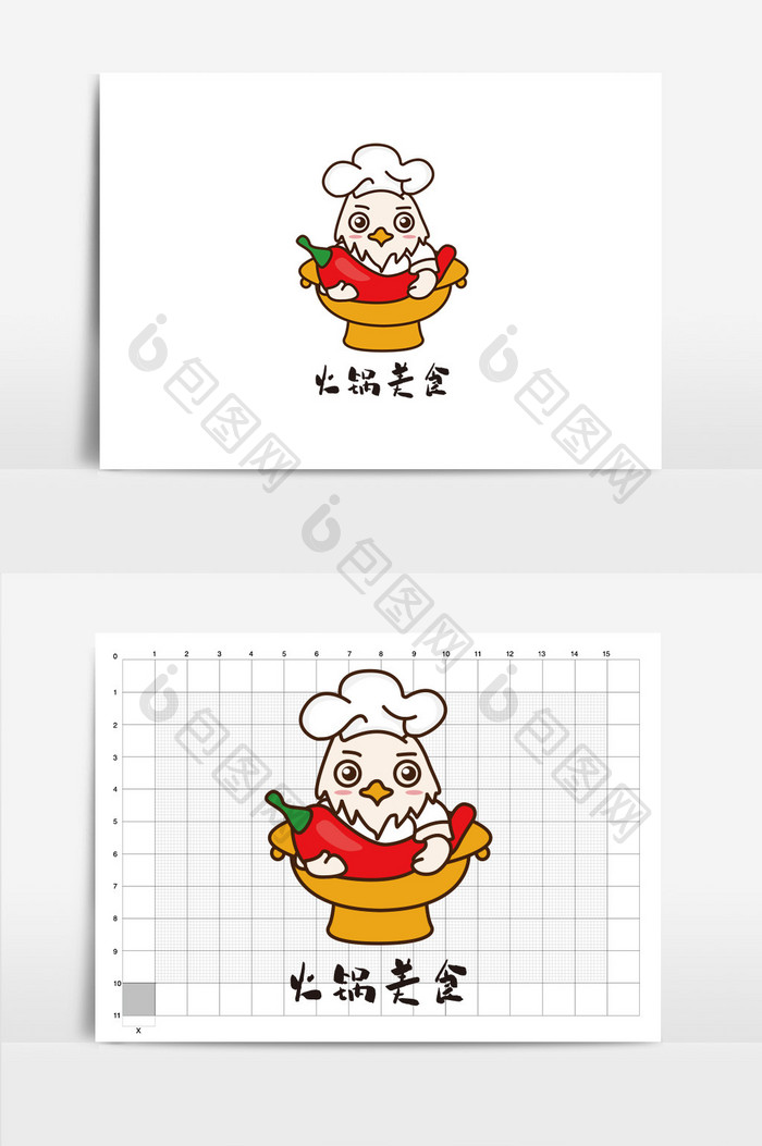 红色餐饮火锅鸡logo