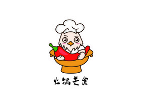 红色餐饮火锅鸡logo