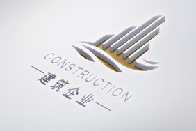 白色背景内陷雕刻镂空logo样机