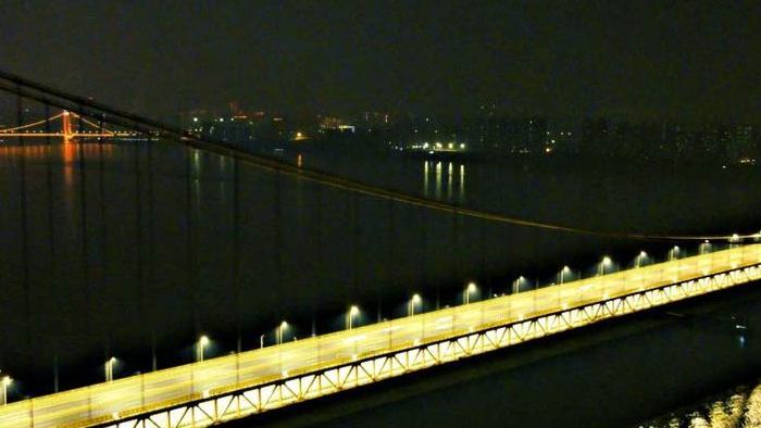 大气武汉杨泗港长江大桥航拍夜景视频