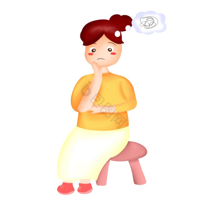女孩焦虑表情包png下载-包图网
