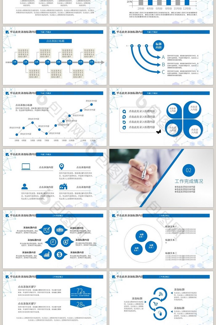 蓝色商务医疗行业年终报告总结PPT模板