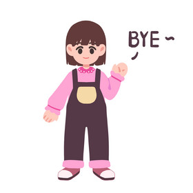 女孩再见表情包红金色中国风卡通再见表情包动图gif1920x1080gif可爱