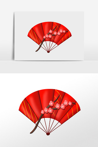 新年春节梅花扇子