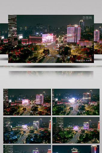 4K航拍广州海珠广场夜景生活视频素材图片