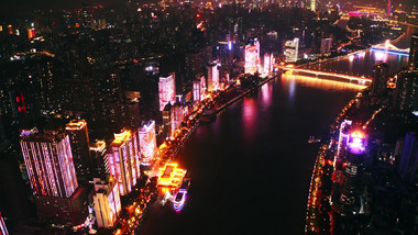 4K航拍广州城市滨江夜景