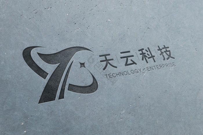 水泥墙上内陷logo图片