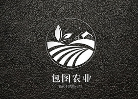 皮革荔枝纹上的银色立体logo样机