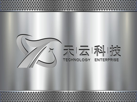 银色质感网状背景上金属3dlogo样机