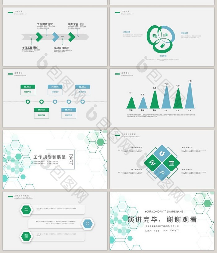 绿色商务简约科技医疗工作汇报PPT模板